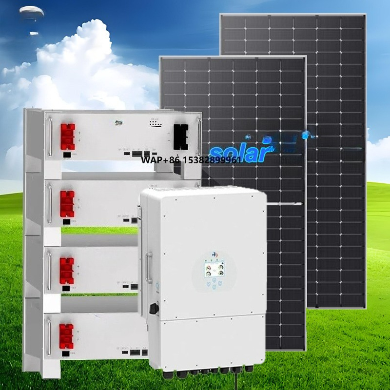 Solar Panel System 10Kw - 12kwハイブリッド太陽光発電システム、10kw太陽光パネルキットと12000ワット蓄電池付き、バルコニー設置用