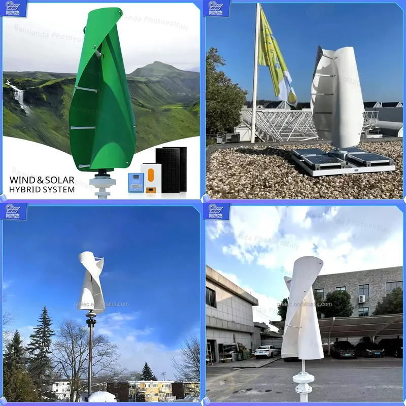Wind Solar Hybrid Kit - 5kW 10kW ハイブリッドソーラー風力タービンシステム 垂直軸スパイラル風力発電機 12V 24V